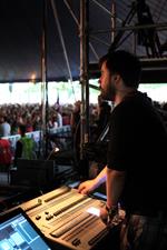 Will Dart lighting Bastille, Glastonbury 2013